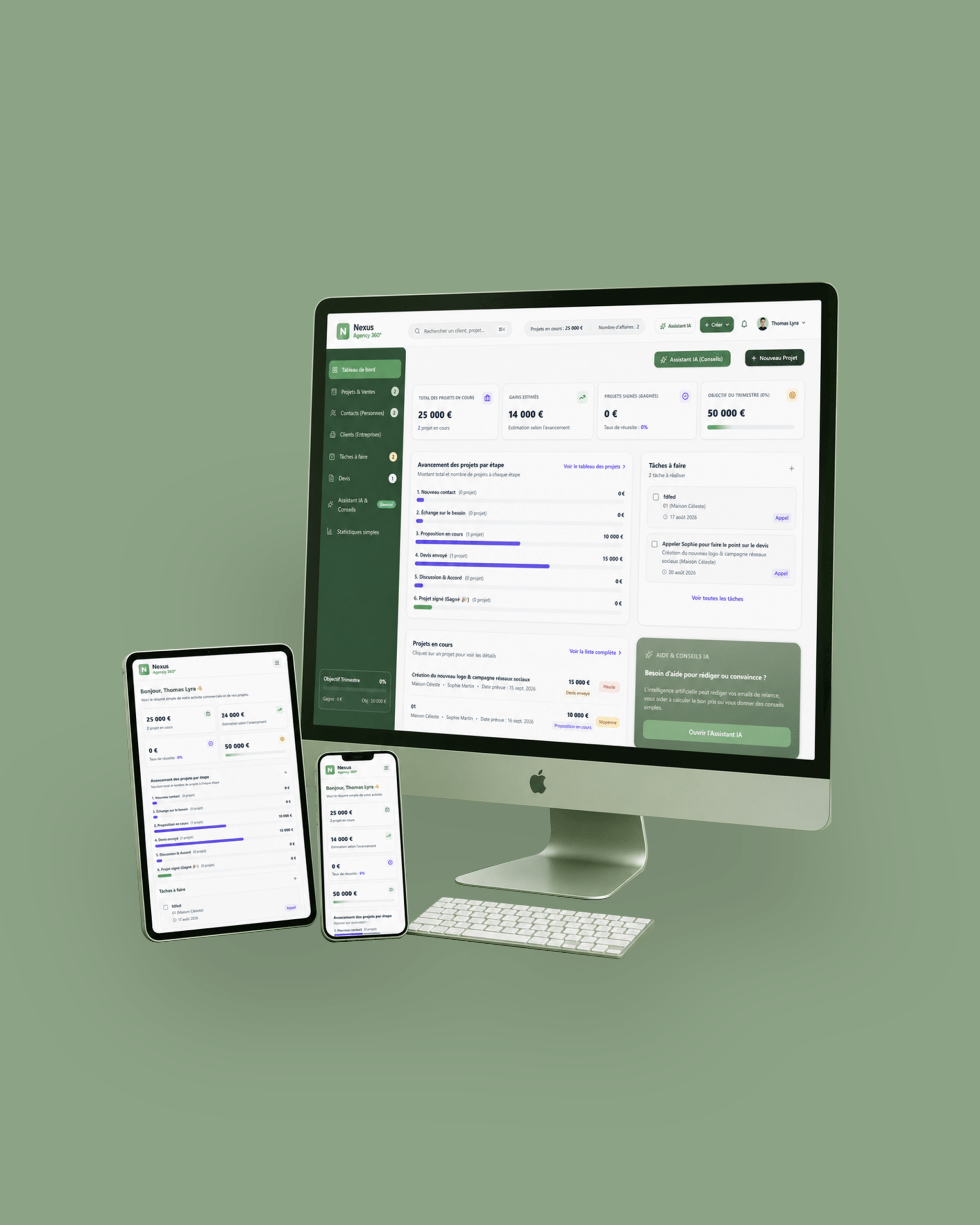 • Solution IA / SaaS sur-mesure • Exemple : CRM, gestion client